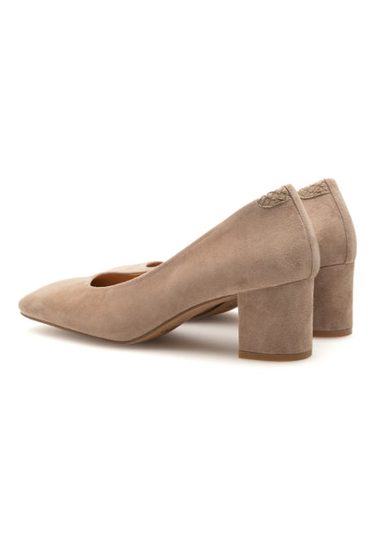 Woden - Taupe Suede Block Heels