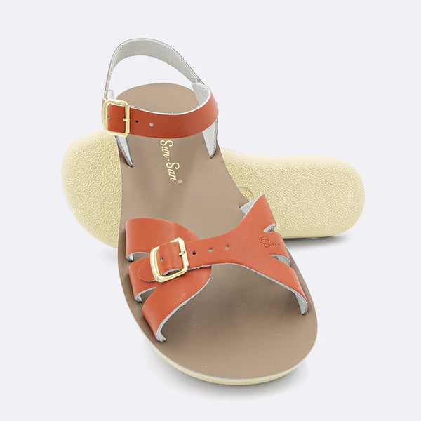 Salt Water Sandals - Thicker Sole Adjustable Boardwalk Sandal in Paprika Leather