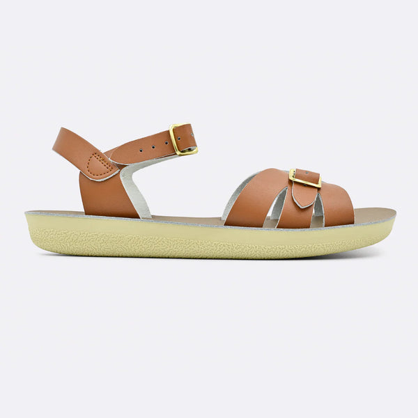 Salt Water Sandals - Thicker Sole Adjustable Boardwalk Sandal in Tan Leather