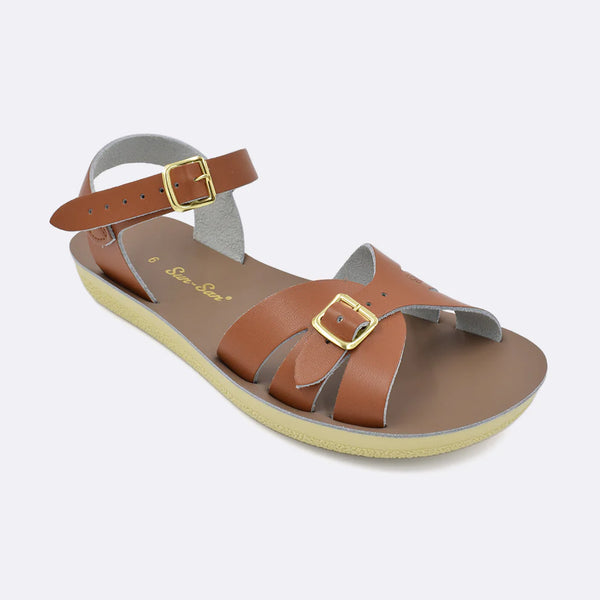 Salt Water Sandals - Thicker Sole Adjustable Boardwalk Sandal in Tan Leather