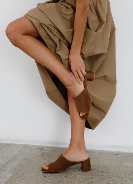 Vagabond Shoemakers -  Block Heeled Mule in Cocoa Suede