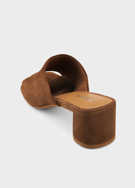 Vagabond Shoemakers -  Block Heeled Mule in Cocoa Suede
