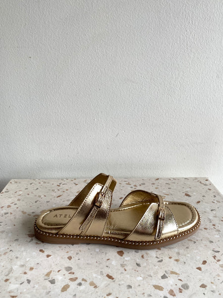 Ateliers - Two-Strap Slide in Gold Leather
