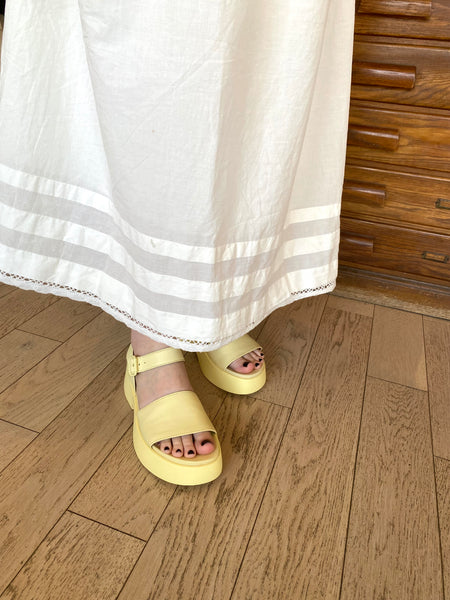 Camper - Platform Leather Sandal in Butter Yellow