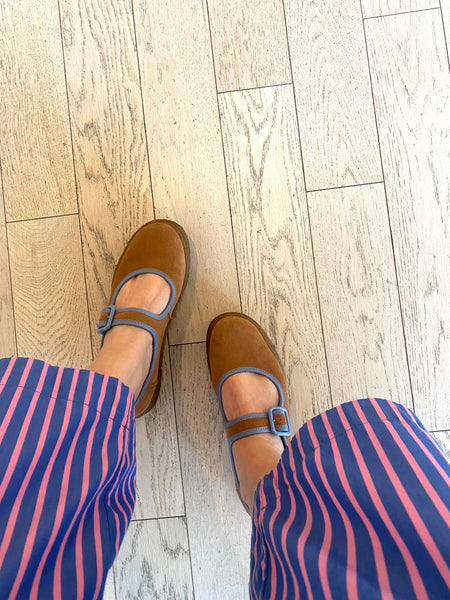 Camper - Mary Janes with Gum Sole in Tan Suede