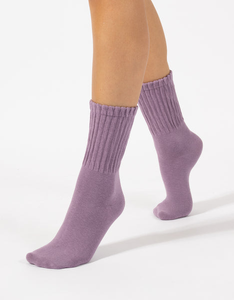 Cette - Cotton Socks with Ribbed Top Lilac