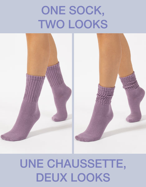 Cette - Cotton Socks with Ribbed Top Lilac