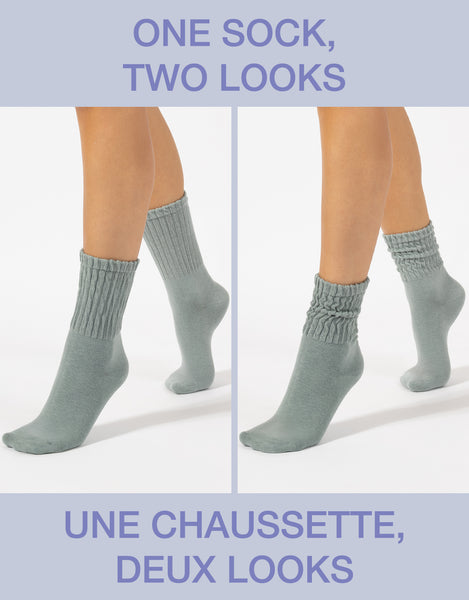 Cette - Cotton Socks with Ribbed Top in Seafoam