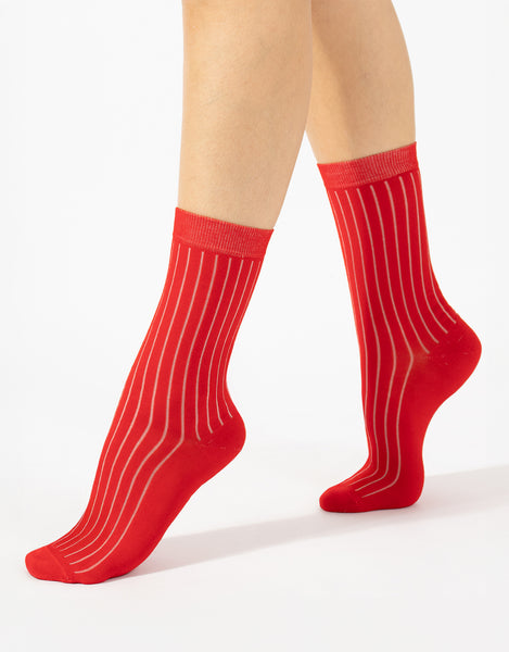Cette - Lisle Cotton Crew Socks in Red