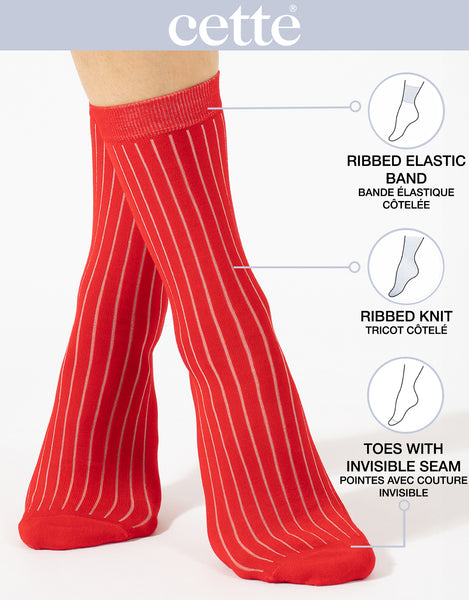Cette - Lisle Cotton Crew Socks in Red