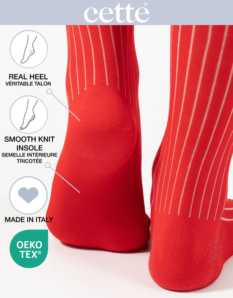 Cette - Lisle Cotton Crew Socks in Red