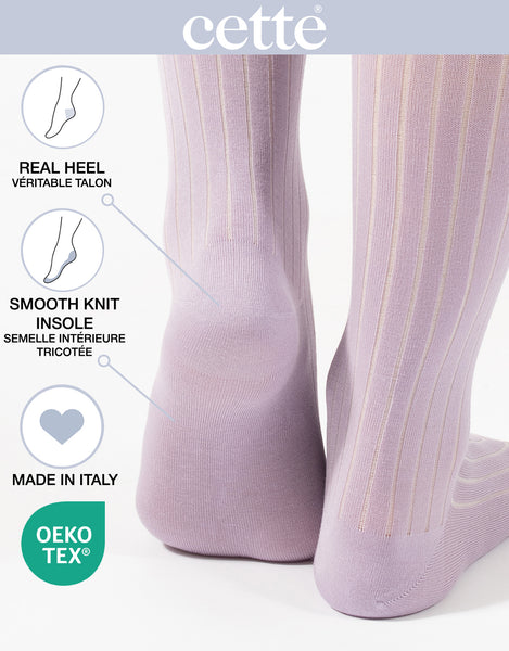 Cette - Lisle Cotton Knee High Socks in Lilac