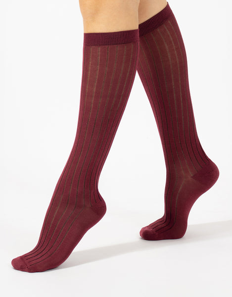 Cette - Lisle Cotton Knee High Socks in Cardinal
