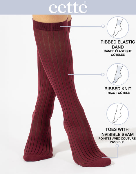 Cette - Lisle Cotton Knee High Socks in Cardinal