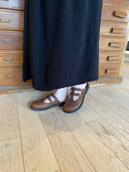 El Naturalista - T-Strap Mules in Brown Leather