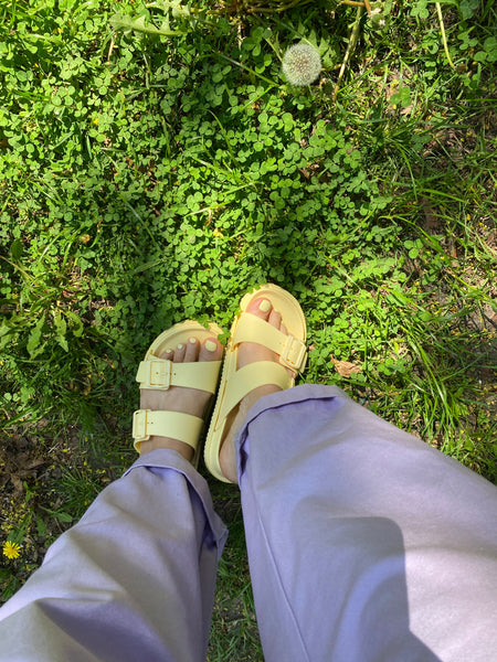 Lemon Jelly - Sandal with Adjustable Buckle in Butter Yellow