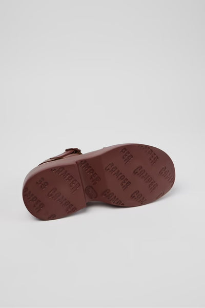 Camper - Platform Leather Sandal in Burgundy