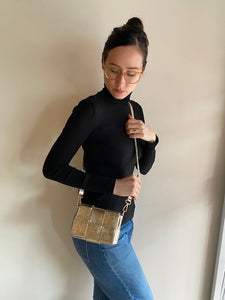 Marlon - Woven Leather Bag in Gold