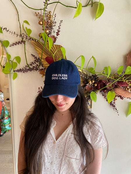 Intentionally Blank x Imelda - CHILDLESS DOG LADY Ball Cap in Dark Denim