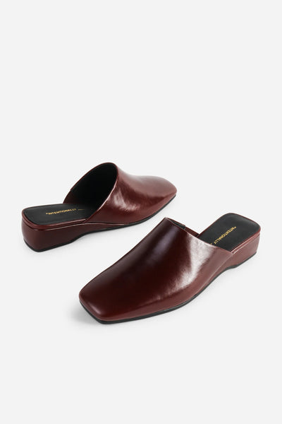 Intentionally Blank - Low Heeled Wedge Mule in Cocoa Leather