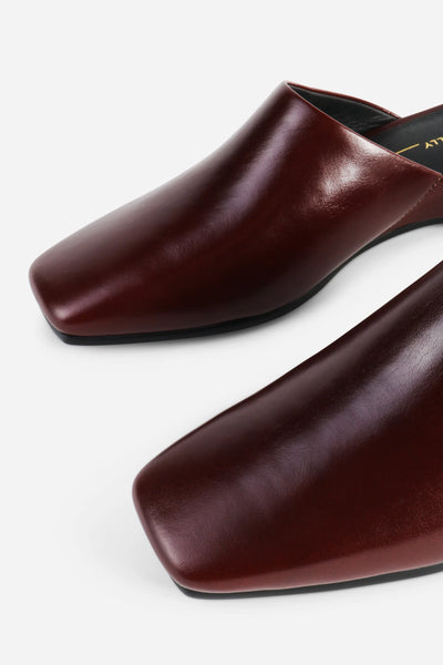 Intentionally Blank - Low Heeled Wedge Mule in Cocoa Leather