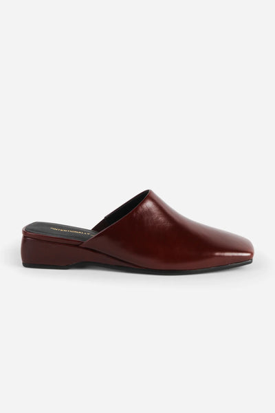 Intentionally Blank - Low Heeled Wedge Mule in Cocoa Leather