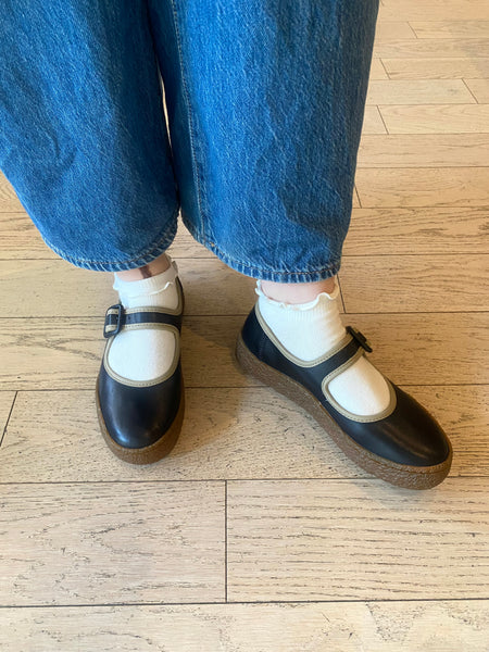 Camper - Mary Janes with Gum Sole in Black Leather