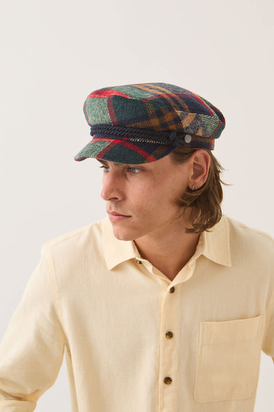 Brixton - Fiddler Cap in Large Plaid Muliticolour