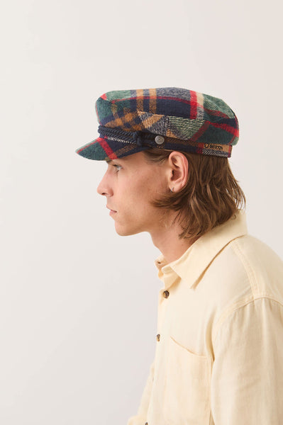 Brixton - Fiddler Cap in Large Plaid Muliticolour
