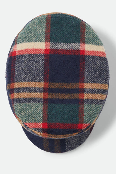 Brixton - Fiddler Cap in Large Plaid Muliticolour