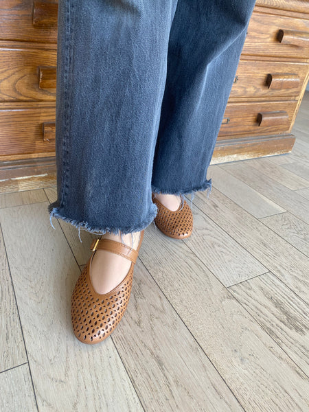 Clarks - Perforated Mary Jane in Tan