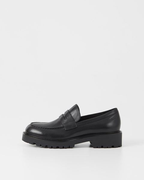 Vagabond Shoemaker - Penny Loafer with Lug Sole in Black Leather