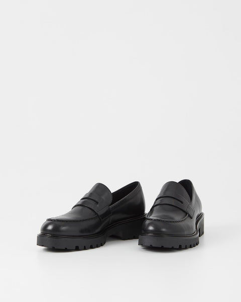 Vagabond Shoemaker - Penny Loafer with Lug Sole in Black Leather