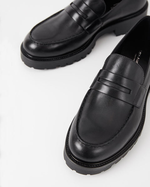 Vagabond Shoemaker - Penny Loafer with Lug Sole in Black Leather