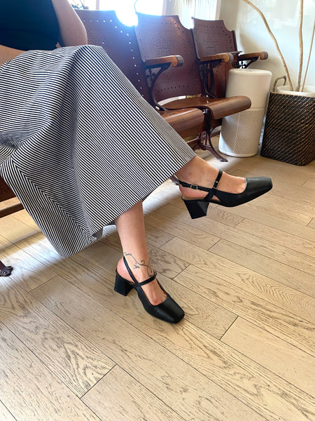 Ateliers - Slingback Block Heel in Black Leather
