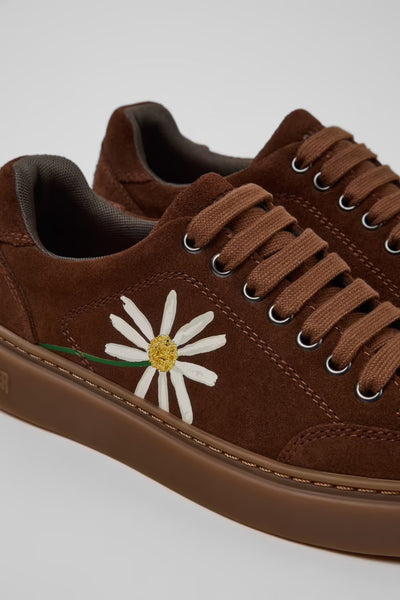 Camper - Twins Floral Sneaker in Pecan Suede