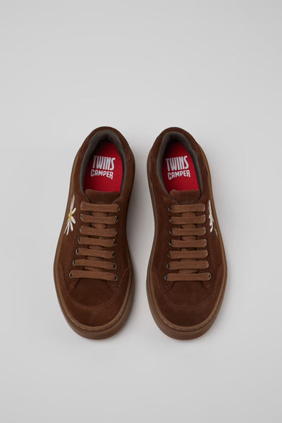 Camper - Twins Floral Sneaker in Pecan Suede