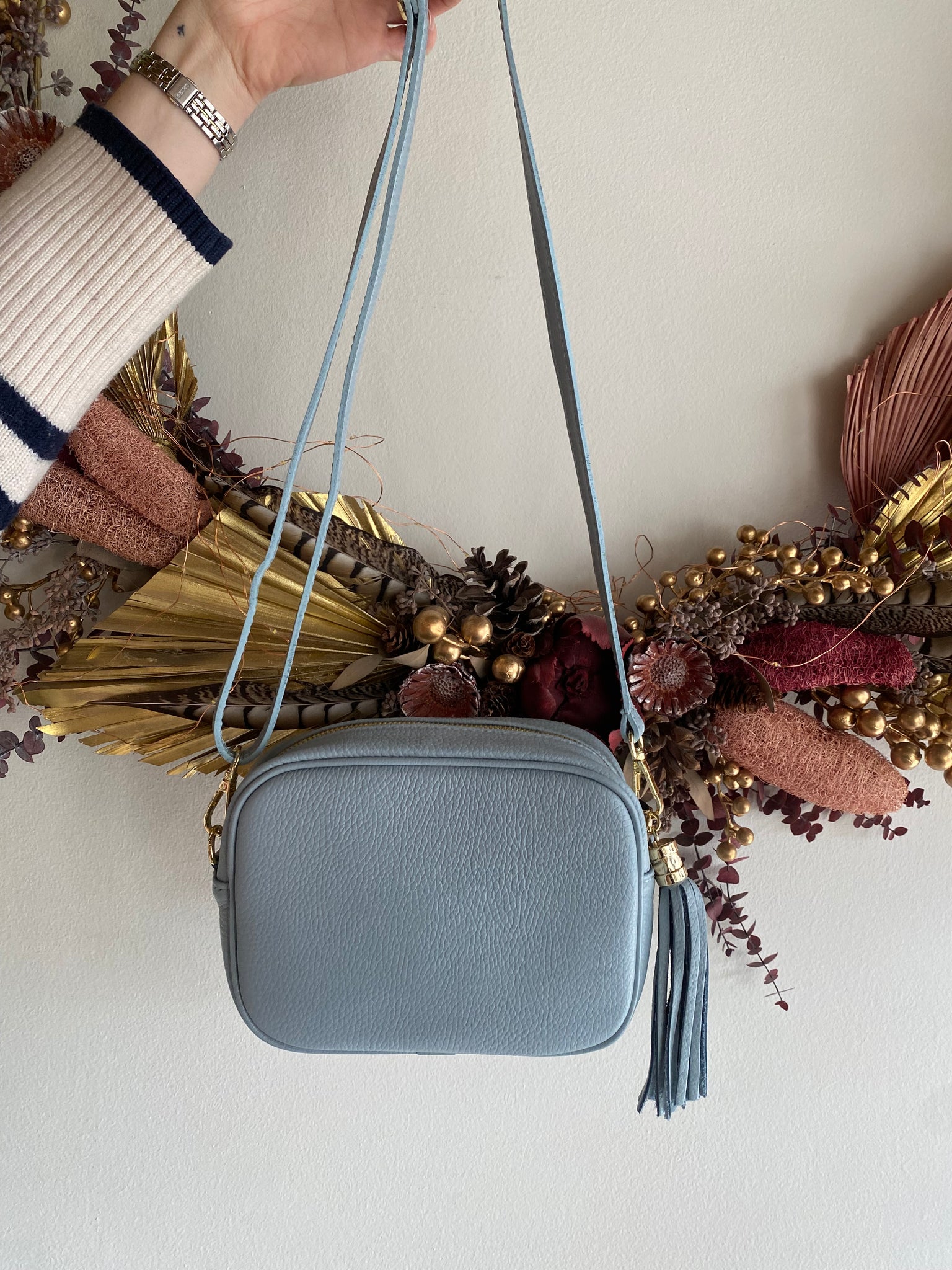 Marlon - Leather Camera Bag in Cielo