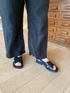 Camper - Cross-Strap Sandal in Black Leather