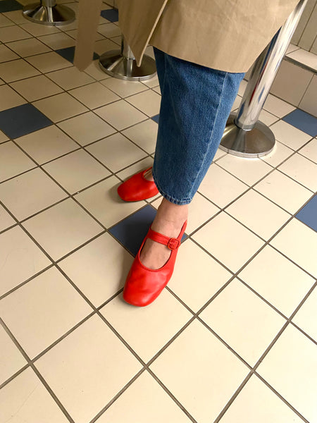 Camper - Mary Janes in Red Leather
