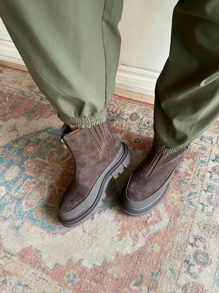 Pajar - Waterproof Front Zip Suede Boot in Chocolate
