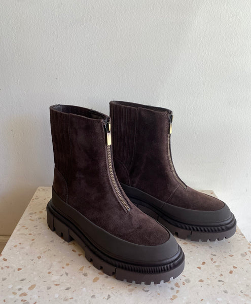 Pajar - Waterproof Front Zip Suede Boot in Chocolate