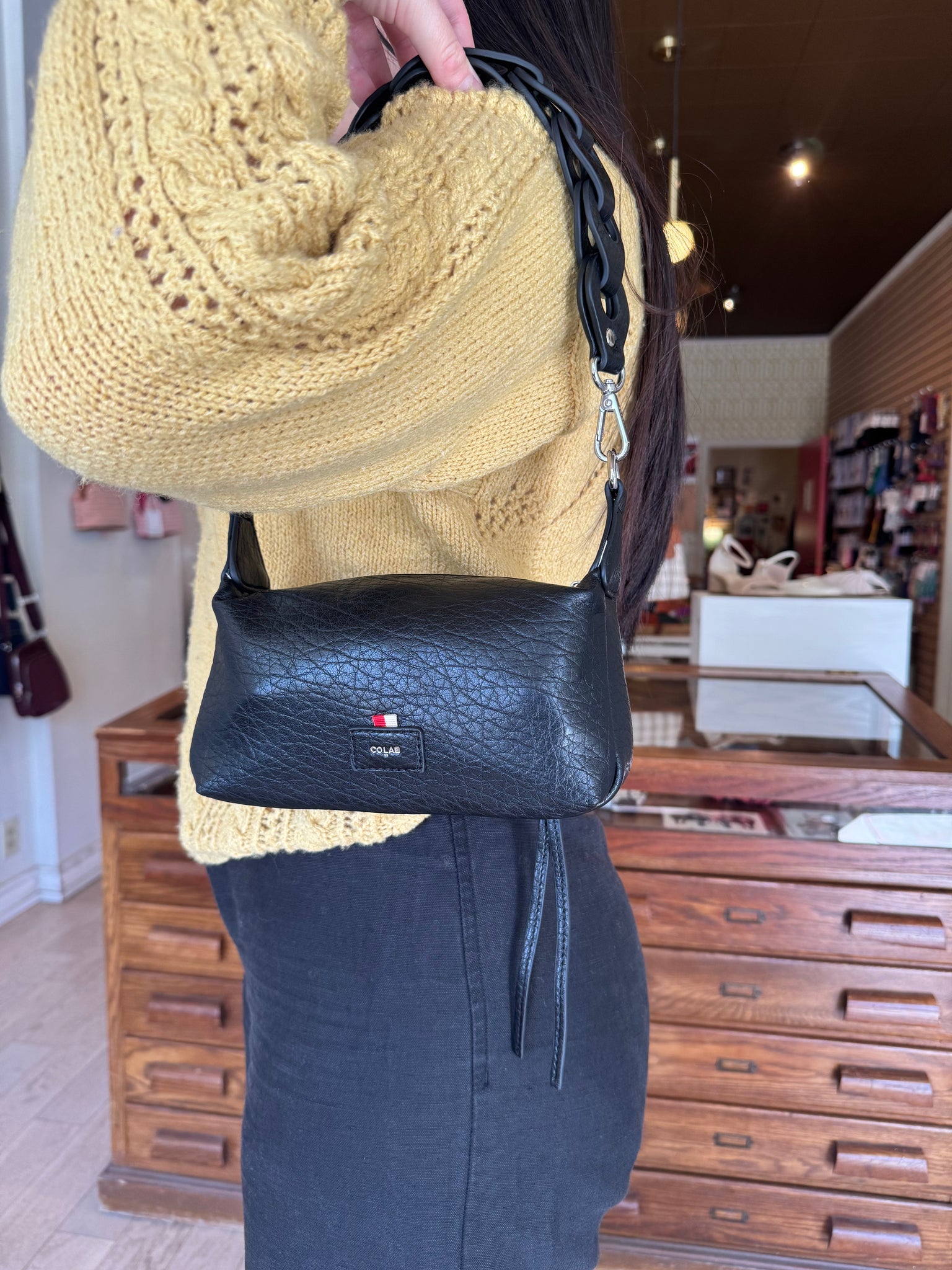 Co-Lab - Mini Shoulder Bag with Crossbody Strap in Black