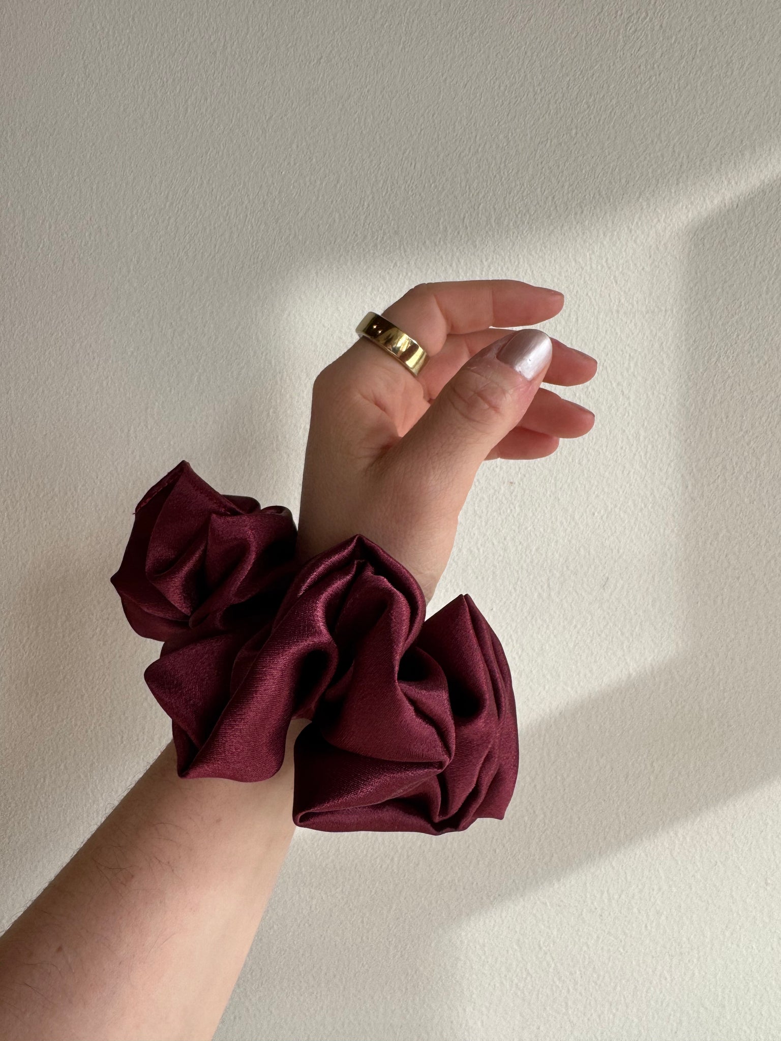 Rachel Rose - Satin Scrunchies in Cherry Chocolate