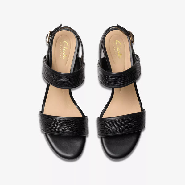 Clarks - Slingback Heel in Black Textured Leather