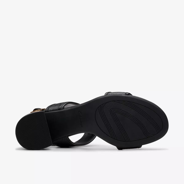 Clarks - Slingback Heel in Black Textured Leather