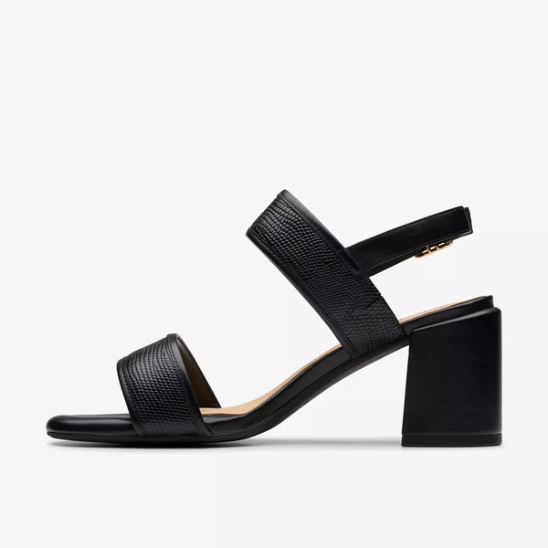 Clarks - Slingback Heel in Black Textured Leather