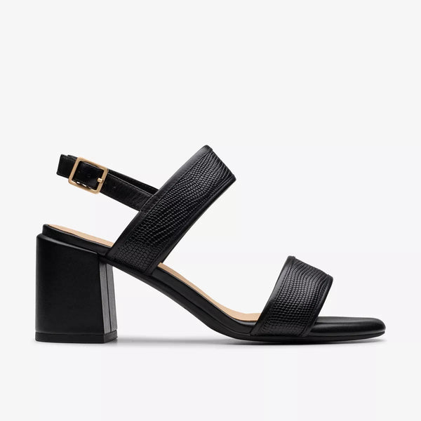 Clarks - Slingback Heel in Black Textured Leather