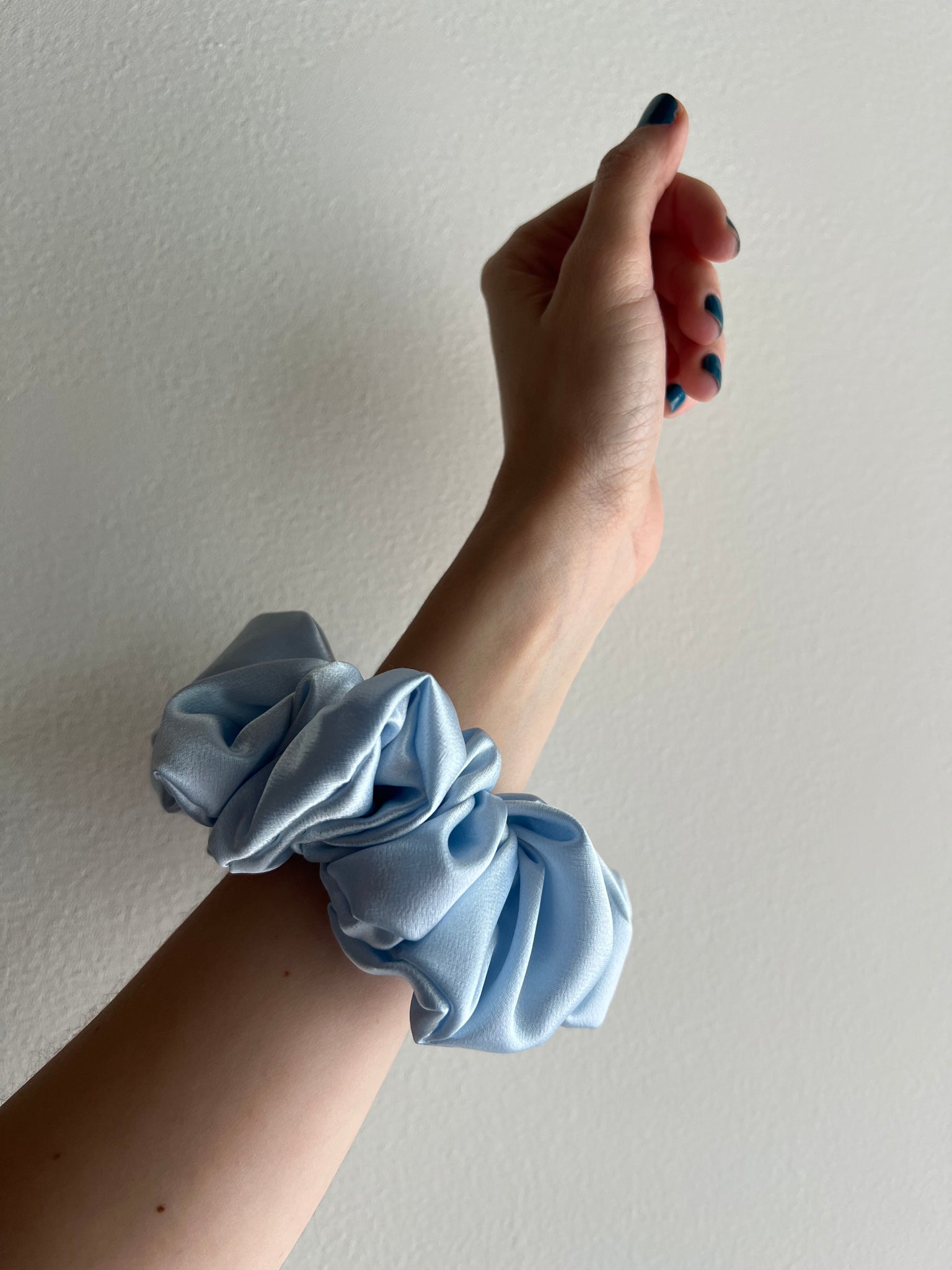 Rachel Rose - Satin Scrunchies in Pale Blue