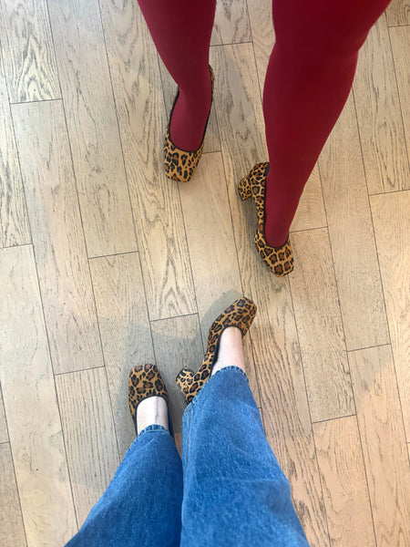 Woden - Pony Hair Leopard Print Block Heels